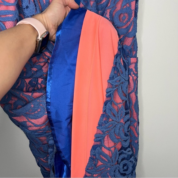 Anthropologie Eva Franco Lined Lace Blue Bright Coral, Pink size 6 - Picture 10 of 13
